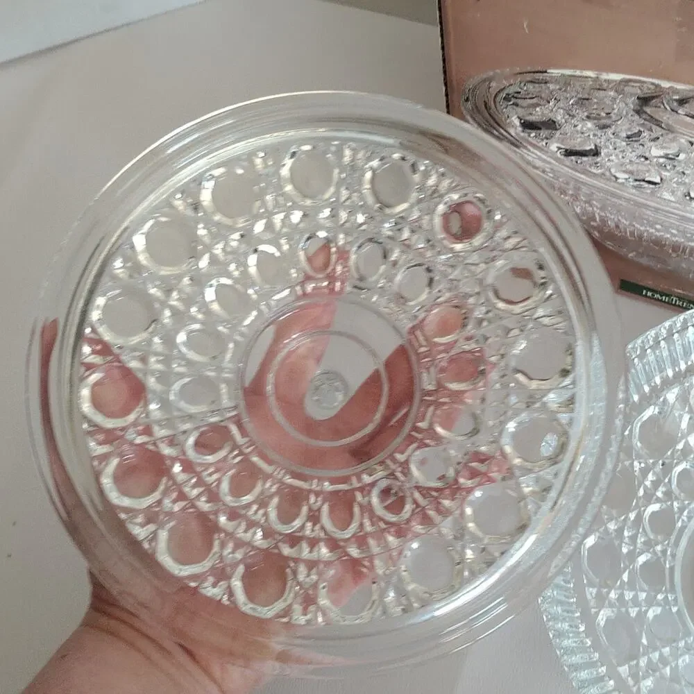 Indiana Glass Windsor Button Clear Glass Candy Dish Box Decorative Hometrends US